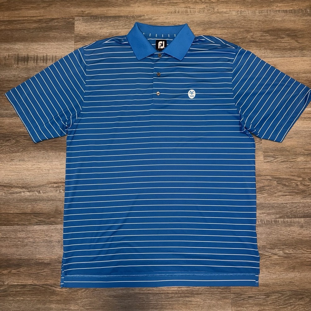 FootJoy Shirt Mens Large Striped Golf Polo Club of Virginia 1908 Embroidered